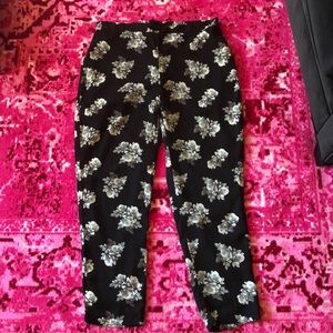 Black leith floral fancy dress pant
